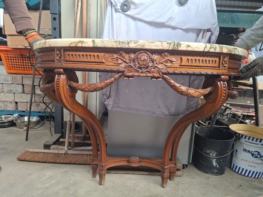 Antieke muurtafel met marmeren blad, Ophalen