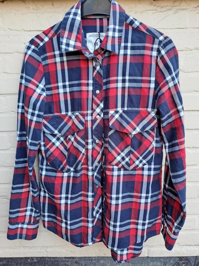 Prachtige nieuwe geruite blouse/hemd, Zara, mt XS, Kleding | Dames, Ophalen of Verzenden, Maat 34 (XS) of kleiner, Blauw