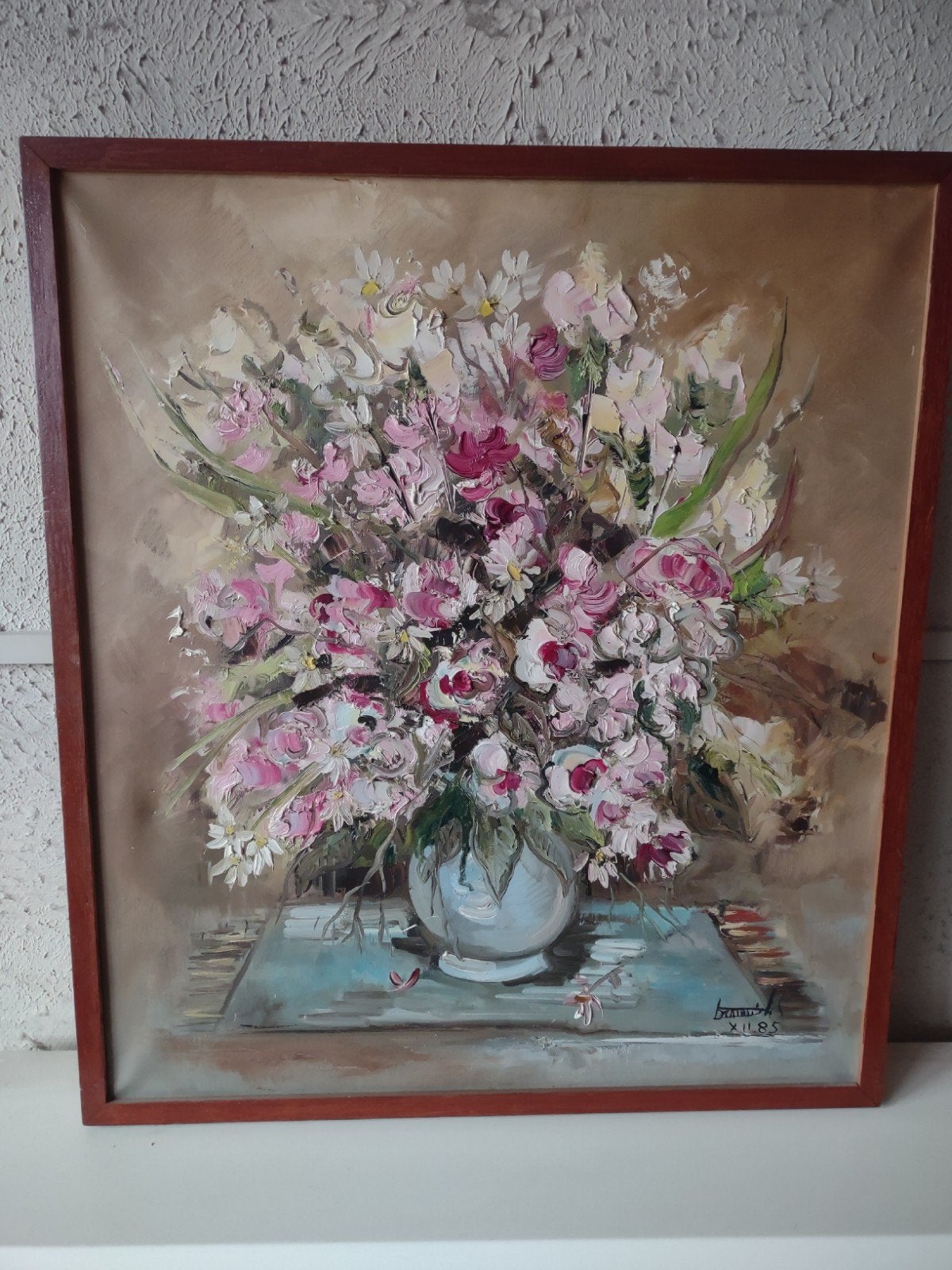 Schilderij: Levendig bloemstilleven, gesigneerd 1985, Ophalen, Schilderij