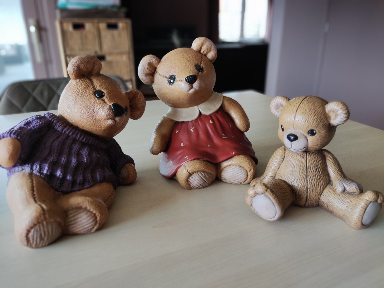 3 ours en céramique : maman, papa, bébé, Collections, Ours & Peluches, Enlèvement