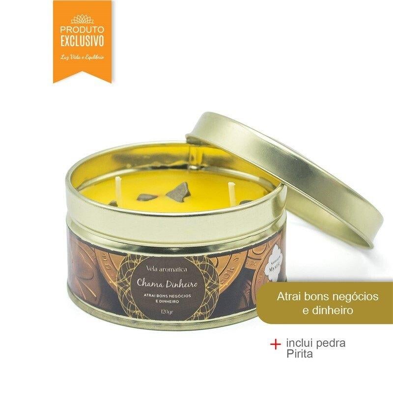 Kaars met Stenen Natural Mystic Geldvlam 120gr, Maison & Meubles, Accessoires pour la Maison | Bougeoirs & Bougies, Neuf, Bougie