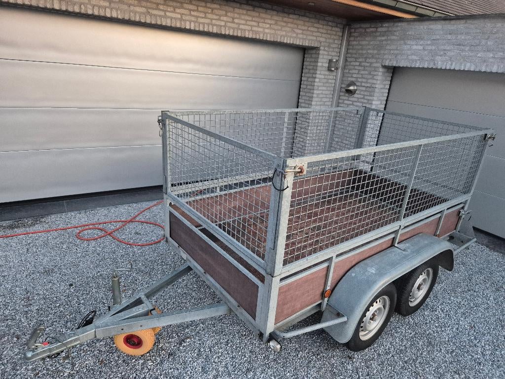 Dubbelas aanhangwagen 250x130 loofrekken in zeer goede staat, Auto diversen, Aanhangers en Bagagewagens, Ophalen, Gebruikt