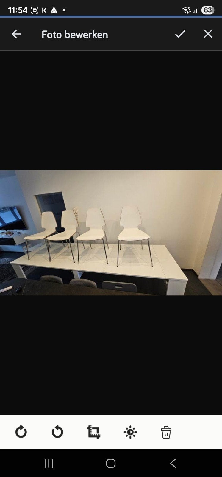 Élégante table à manger blanche ajustable avec 4 chaises ass, Maison & Meubles, Mobilier complet, Enlèvement ou Envoi