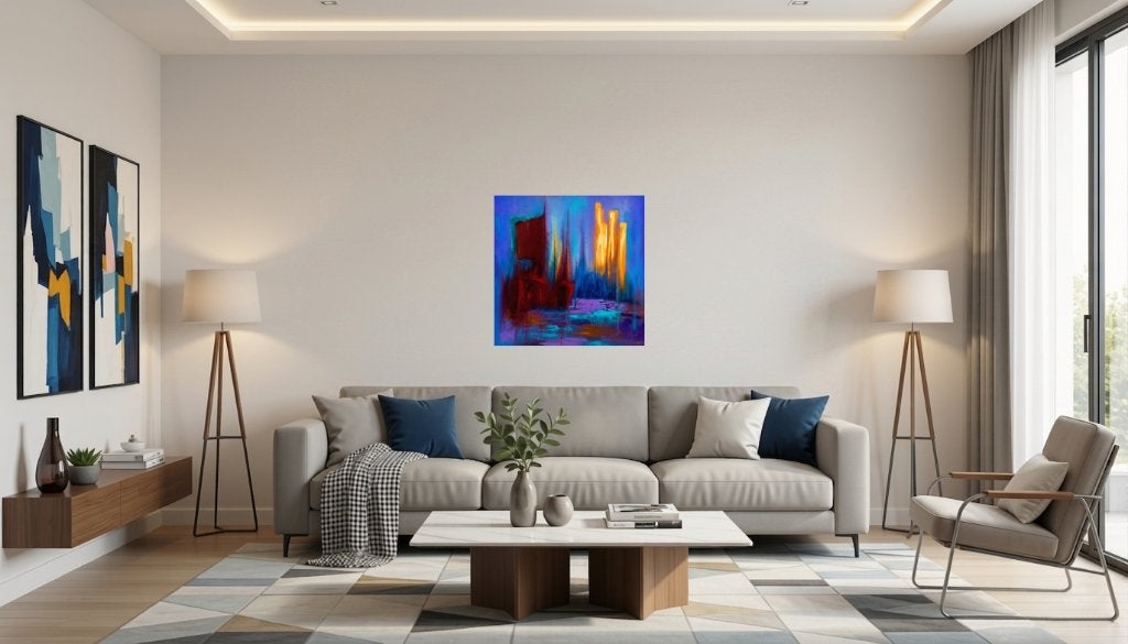 Abstract schilderij „The Flame Dance”/(60x60 cm), Abstract, Ophalen of Verzenden, Print, Passe-partout