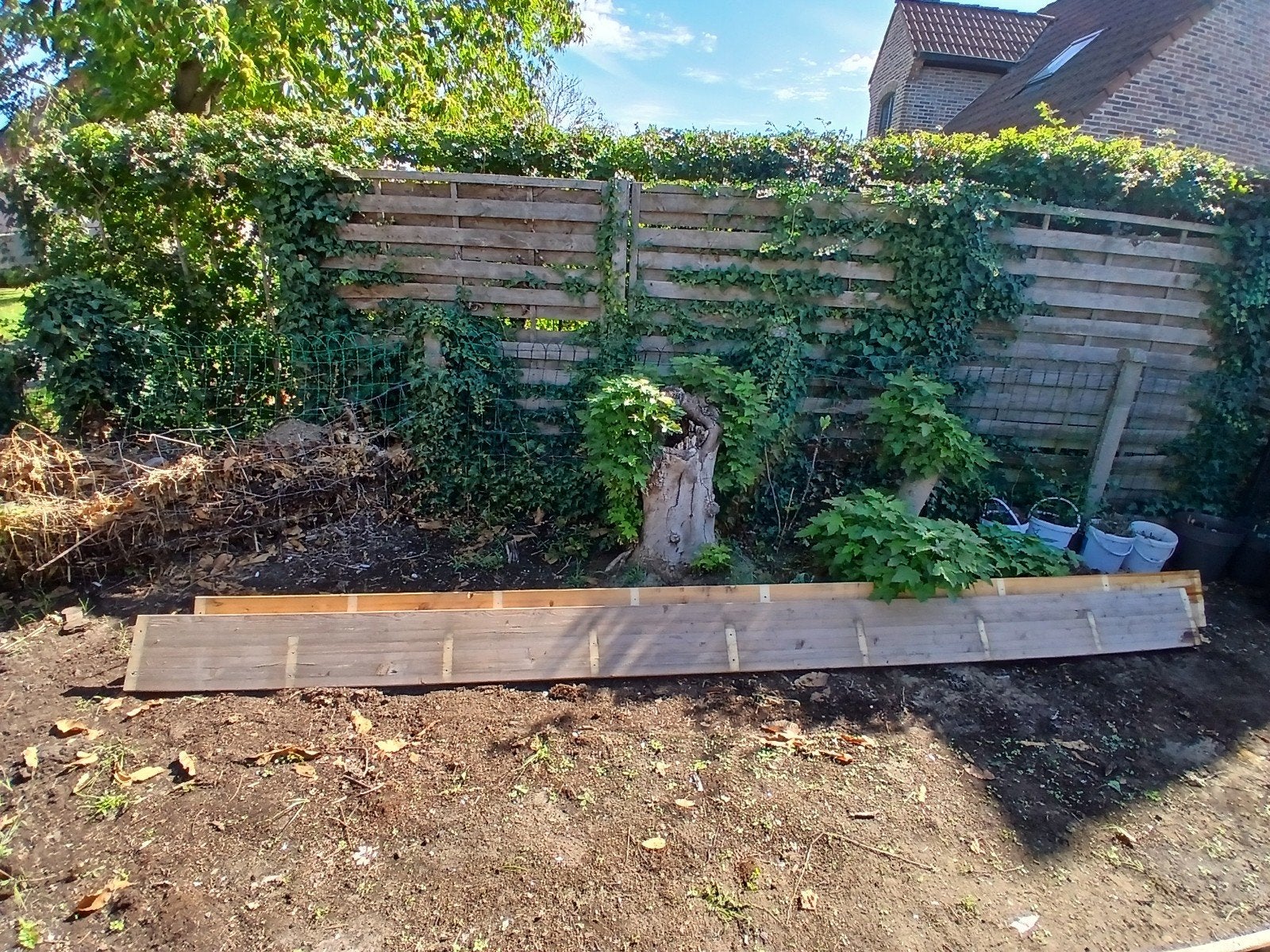 2 houten balken, Jardin & Terrasse, Palissades, Enlèvement