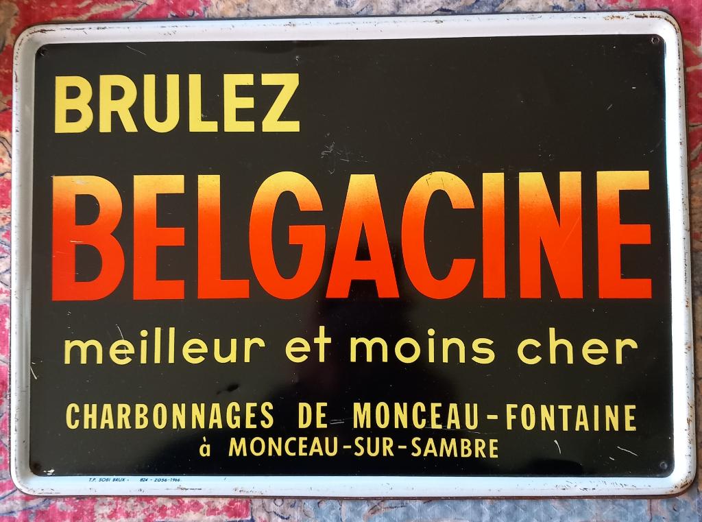 Plaque pub lampe de mineur charbonnage Monceau-Fontaine, Verzenden