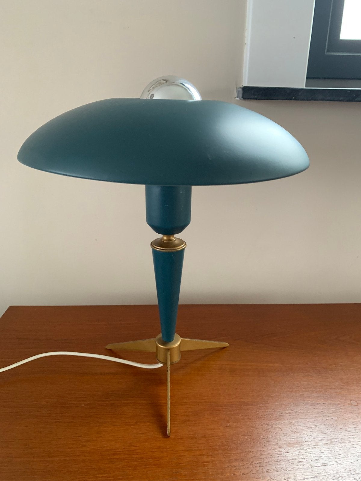 Lampe bijoux louis kalff Philips vintage, Doré, Avec abat-jour, Enlèvement, Utilisé