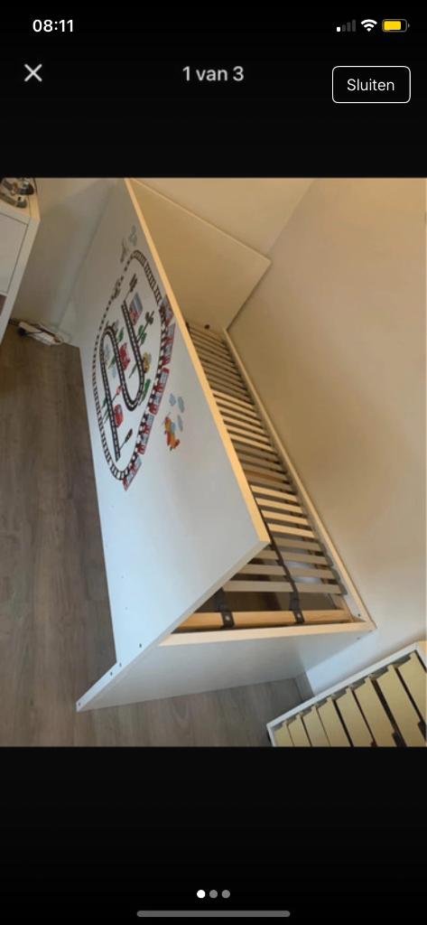 Eenpersoonsbed, Kinderen en Baby's, Ophalen, 85 tot 100 cm, Gebruikt, Lattenbodem