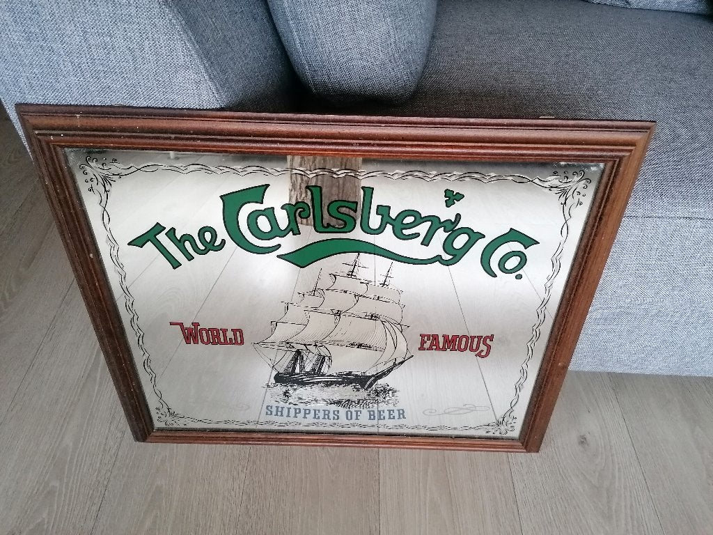 Carlsberg spiegel, Ophalen, Gebruikt, Reclamebord, Plaat of Schild, Overige merken