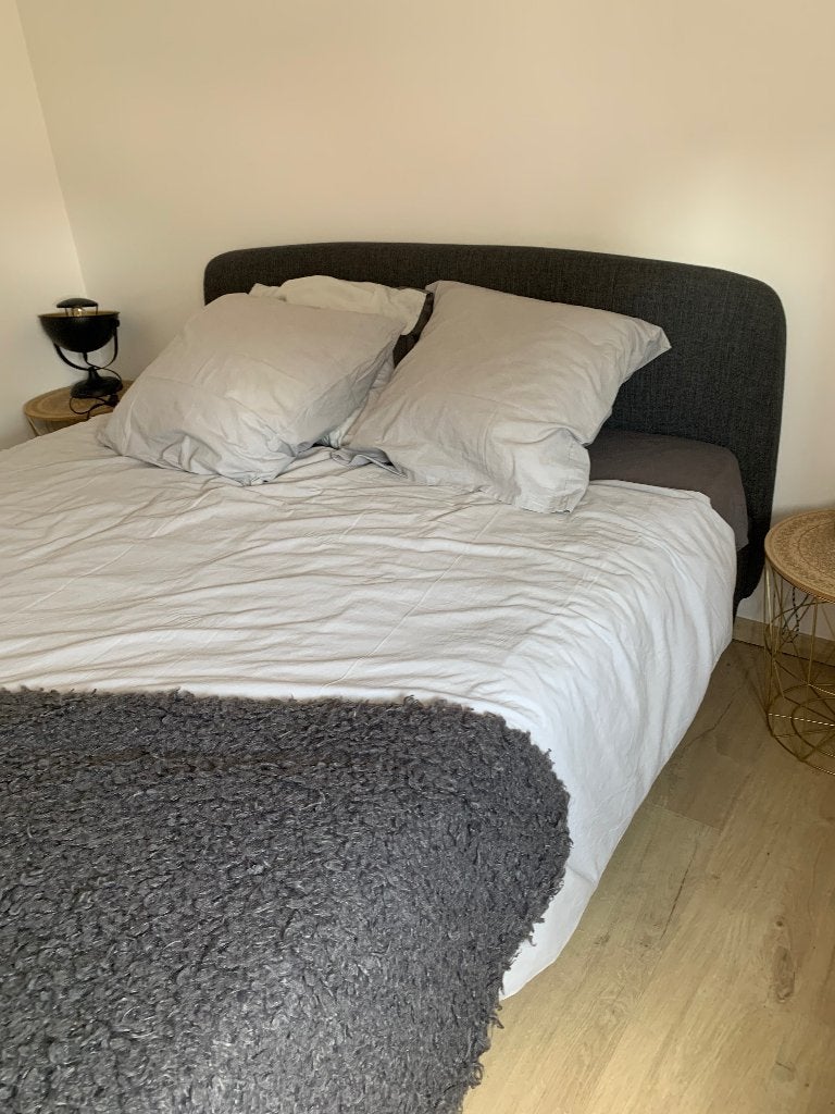 Lit 160 Alter Ego anthracite, Gris, Tissu, Comme neuf, Contemporain