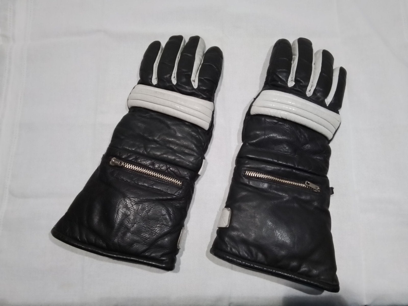 VINTAGE DDR ZWART-WIT MOTOR HANDSCHOENEN, Ophalen, Rijkswacht