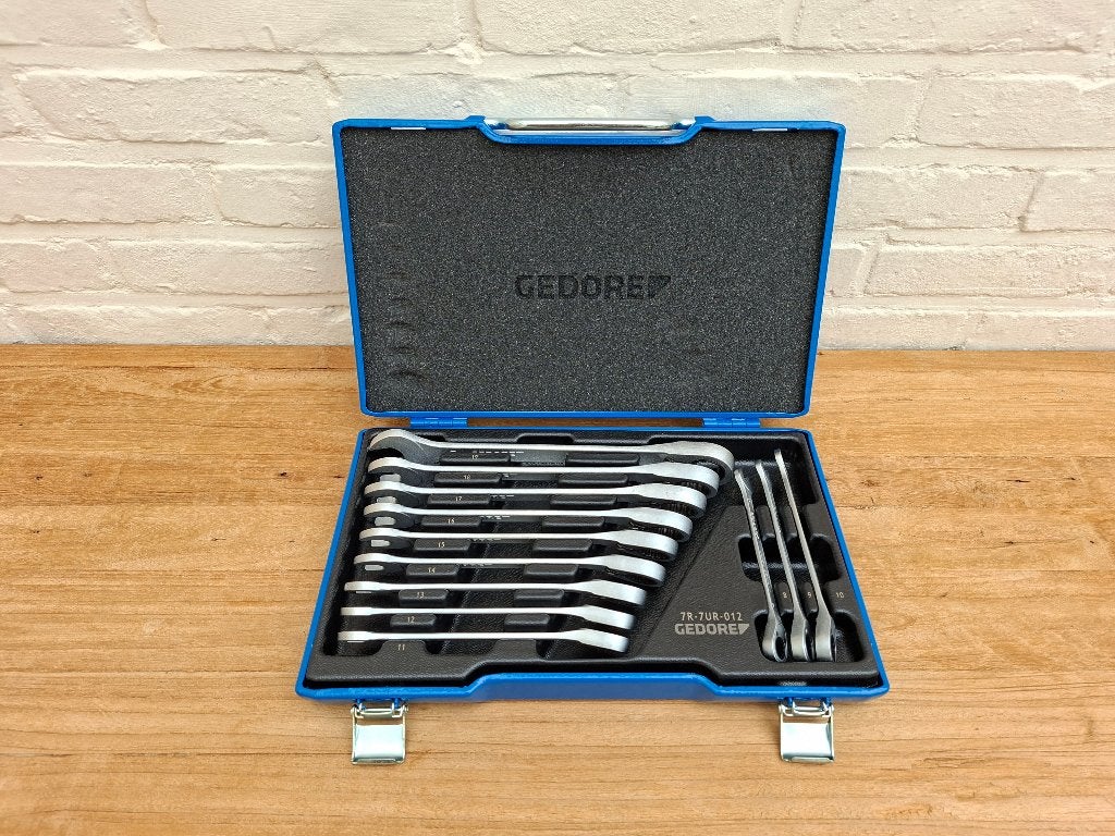 NIEUW Gedore Ringratel steeksleutel-set 12-dlg 8-19 mm, Doe-het-zelf en Bouw, Gereedschap | Handgereedschap, Nieuw, Sleutel/ratel