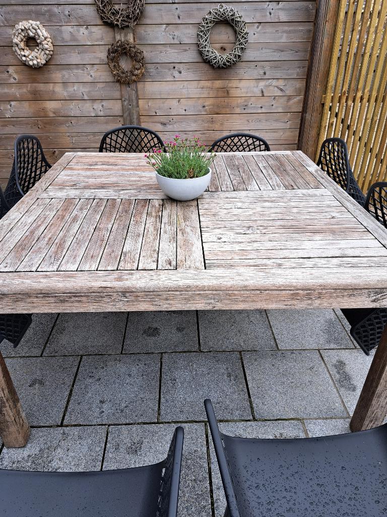 Teak tuintafel, Tuin en Terras, Ophalen, Gebruikt, Vierkant, Teakhout