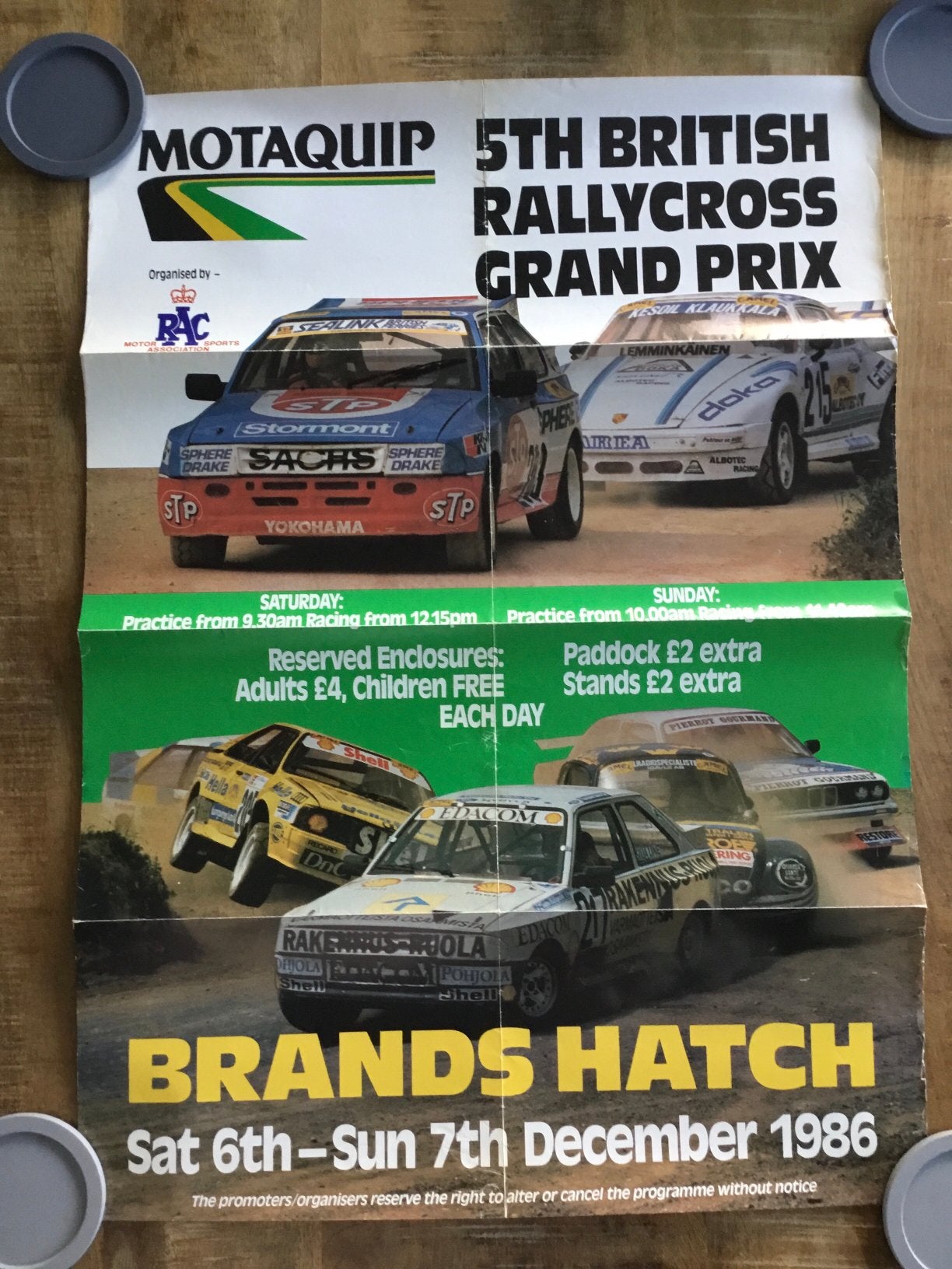 Affiche rallycross brands hatch 1986, Ophalen of Verzenden, Zo goed als nieuw
