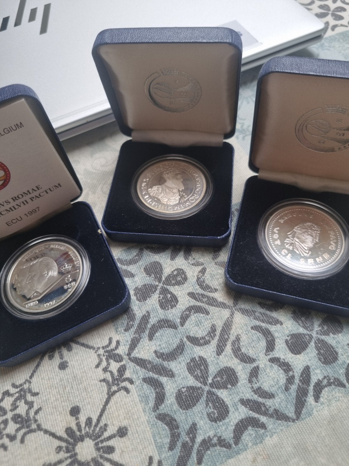 5 Ecu 1987, 1991, 1997, Postzegels en Munten, Ophalen, Zilver, België, Overige waardes
