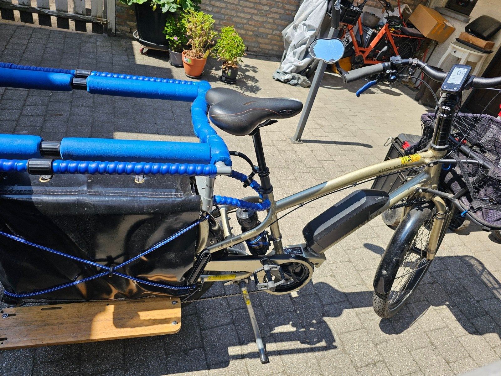 Elektrische Yuba Boda Boda longtail, Fietsen en Brommers, Elektrische fietsen, Gebruikt, Minder dan 47 cm, 50 km per accu of meer