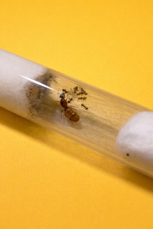 Lasius Emarginatus mieren koningin met 1-10 werksters, Mieren