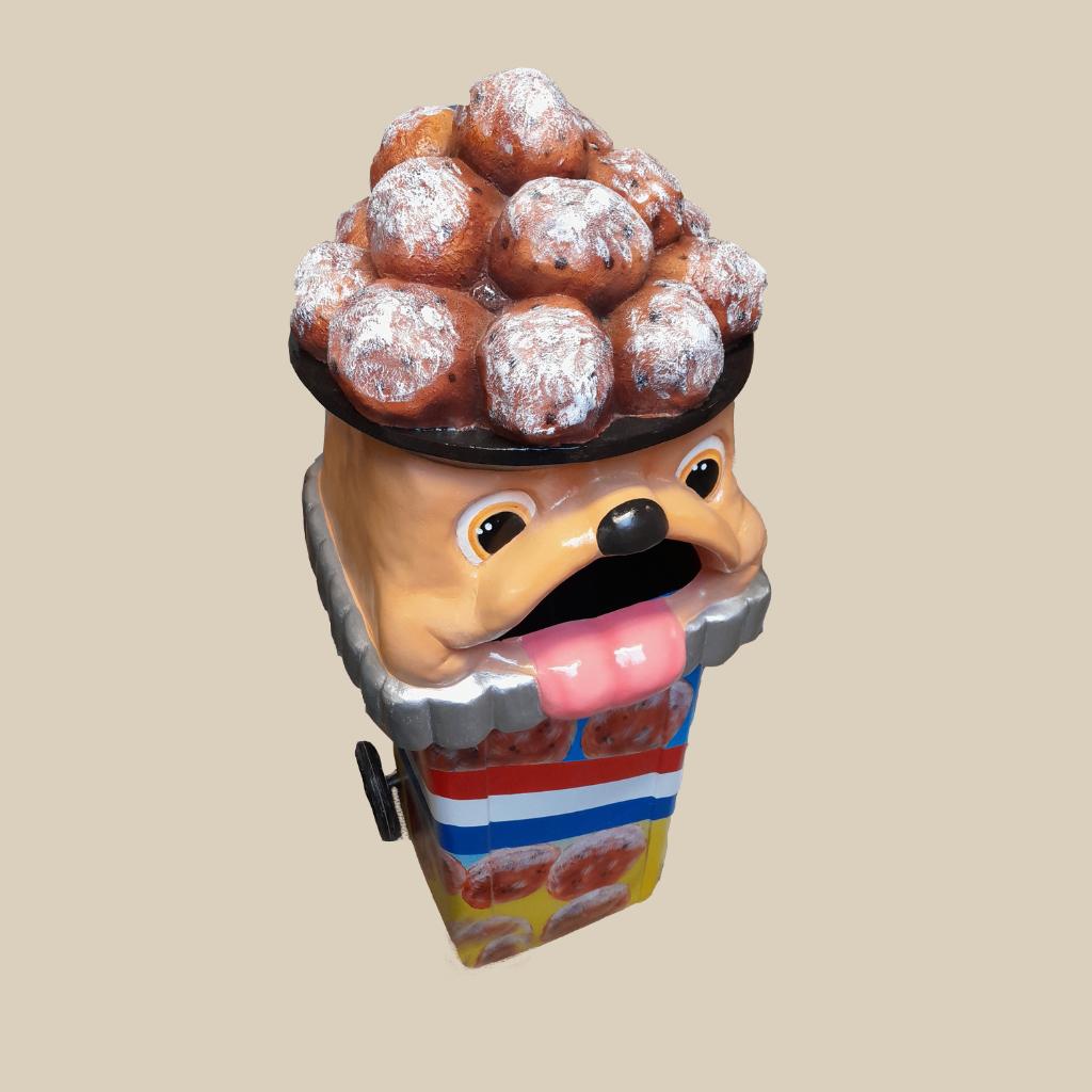 Oliebollen afvalbak – Oliebol 50x 50x130 cm Verrijdbaar, Ophalen, Nieuw