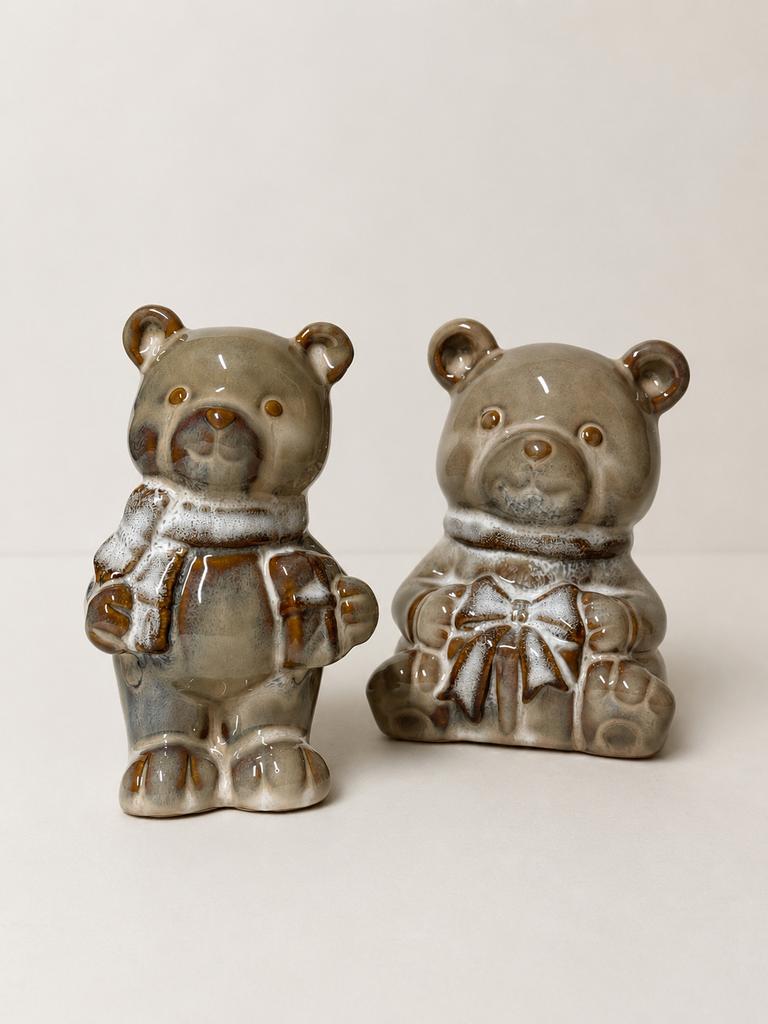 Keramische Beer Decoratie Set Vintage Teddy Beeldjes, Verzenden, Nieuw