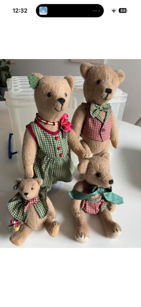 Berenfamilie zelfgemaakt, Enlèvement ou Envoi, Comme neuf, Ours en tissus