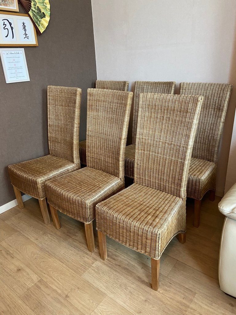 6 belles chaises en rotin et osier, Autres couleurs, Enlèvement, Classique, Bois
