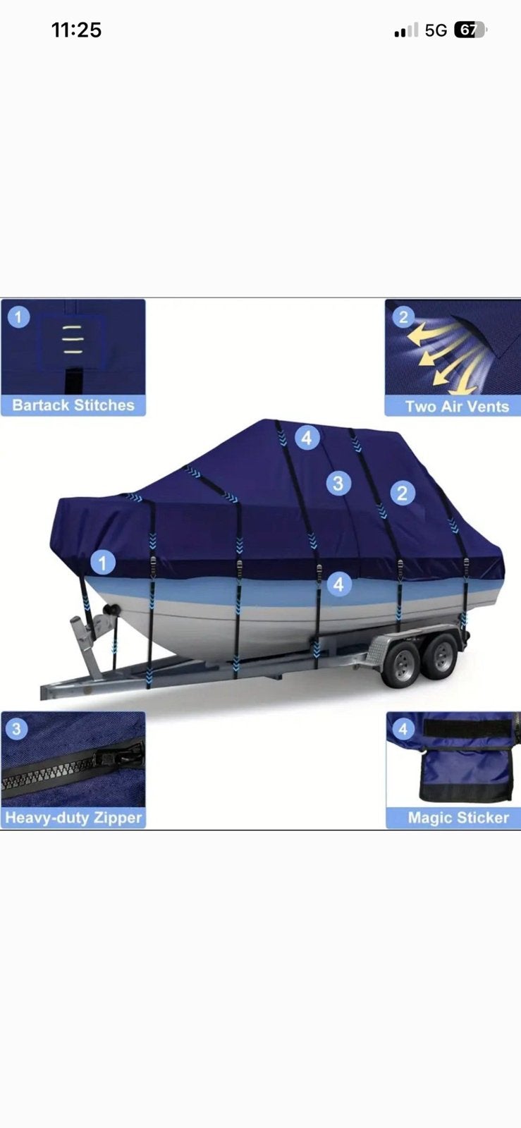 Housse de bateau 900D T-top - Housse remorquable robuste, Enlèvement, Neuf