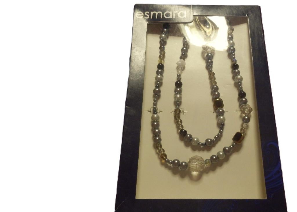 (25)- 1 collier fantaisie de perles grises -neuf- esmara -, Handtassen en Accessoires, Kettingen, Ophalen of Verzenden, Nieuw