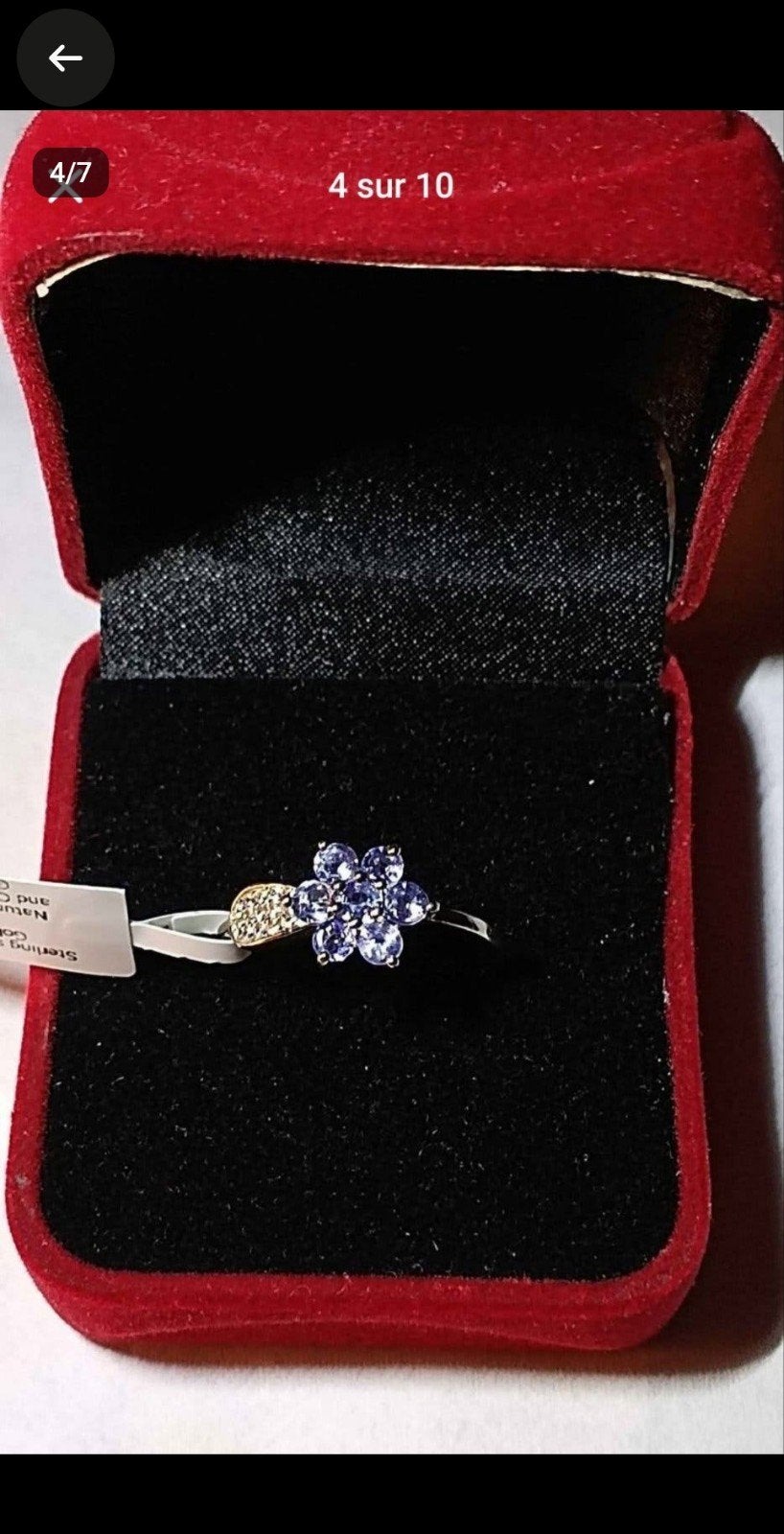 Sterling zilveren ring met natuurlijke tanzanieten, Ophalen, Wit, Nieuw, Met edelsteen