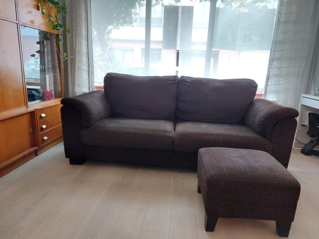 zetel sofa en voetenbank, Huis en Inrichting, Zetels | Zetels, Ophalen, Gebruikt, Stof