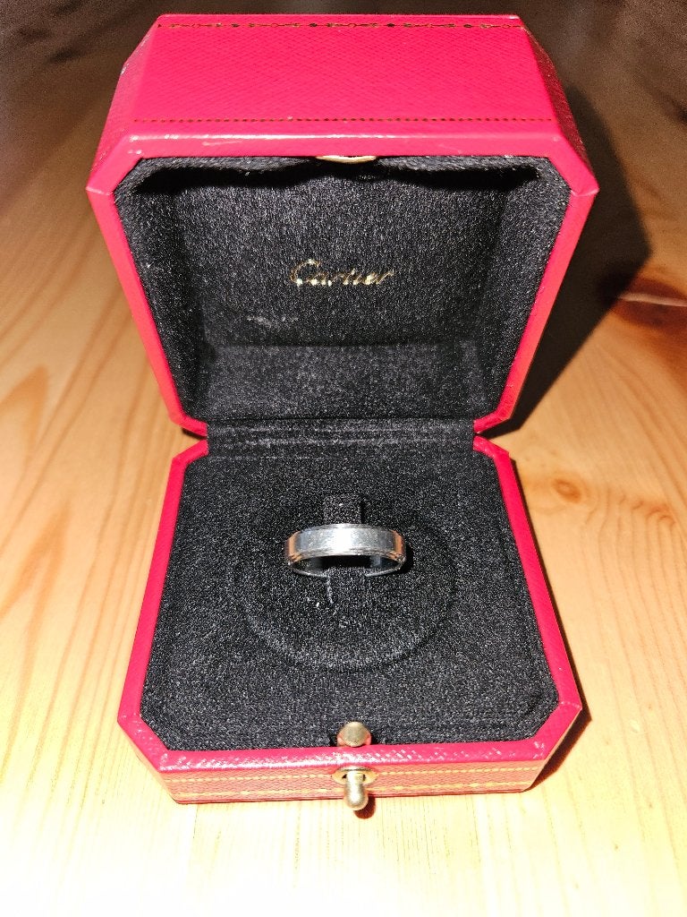 Alliance "Cartier" d'Amour 5 MM en platine, taille 57, Comme neuf, Enlèvement, Autres matériaux, Homme