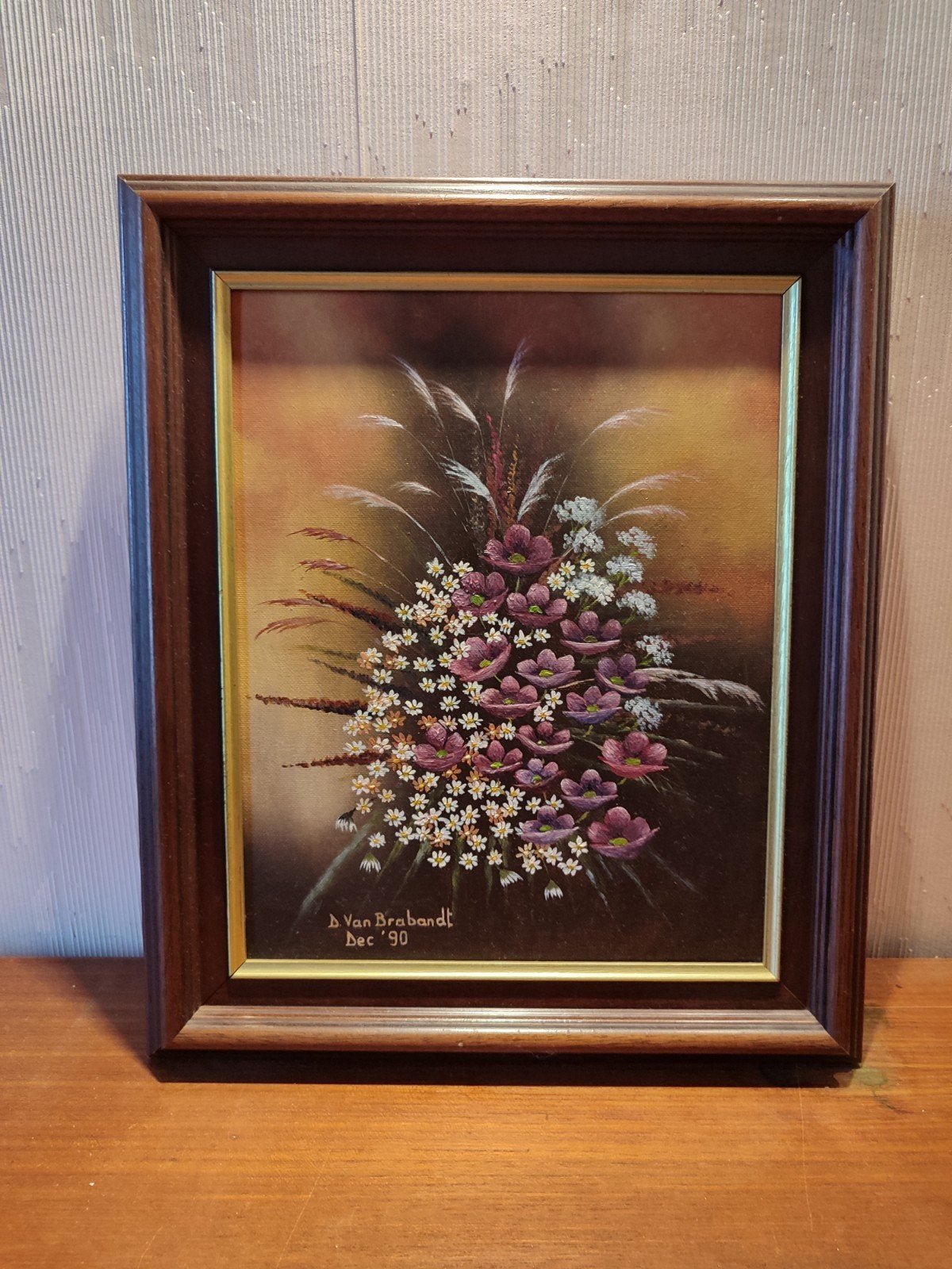 Peinture D. Van Brabant fleurs 1990, huile sur toile, Enlèvement ou Envoi