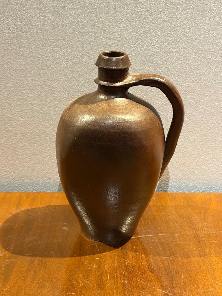Antieke bruine aardewerk kruik - Sobere Wabi-Sabi vaas, Ophalen of Verzenden