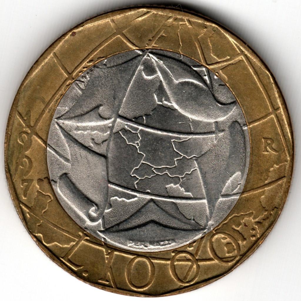Italië : 1000 Lire 1997  KM#194 Ref 16659, Ophalen of Verzenden, Italië, Losse munt