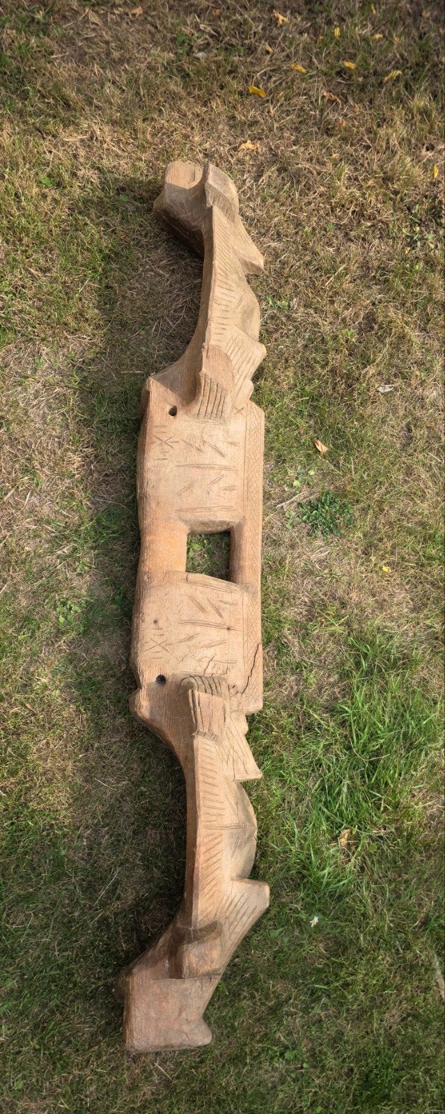 JOUG DE BOEUF bois sculpté, Antiquités & Art, Bois, 1 mètre - 2 mètres, Brun, Décoration murale