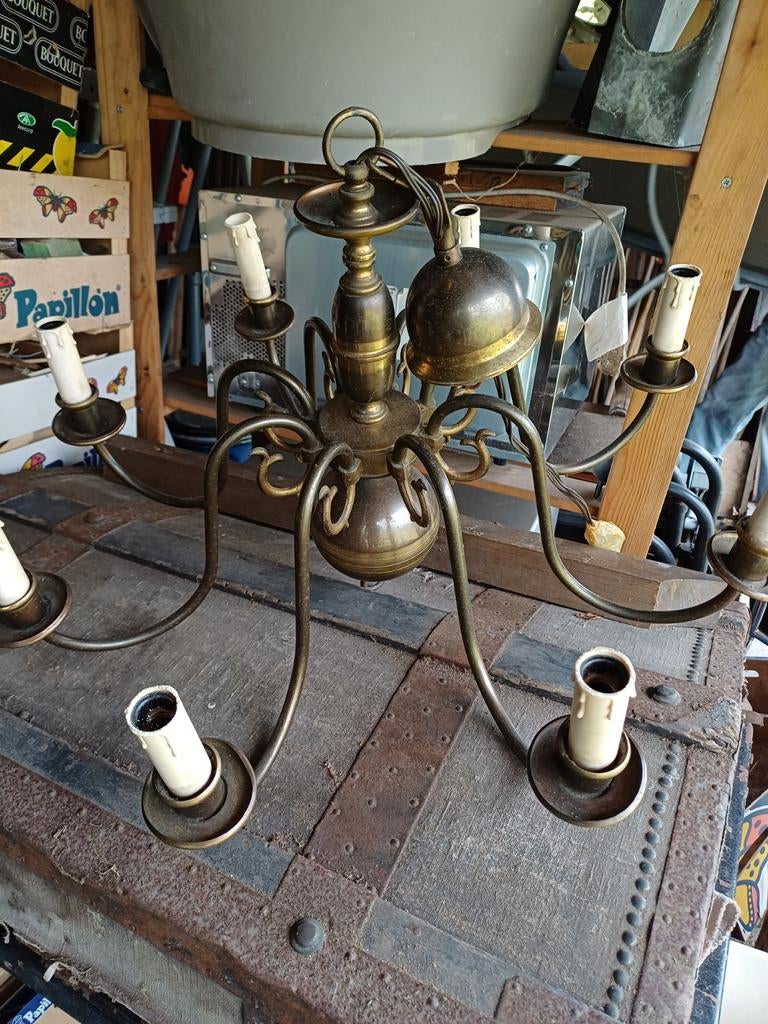 Luster in koper vintage, Huis en Inrichting, Lampen | Kroonluchters, Ophalen