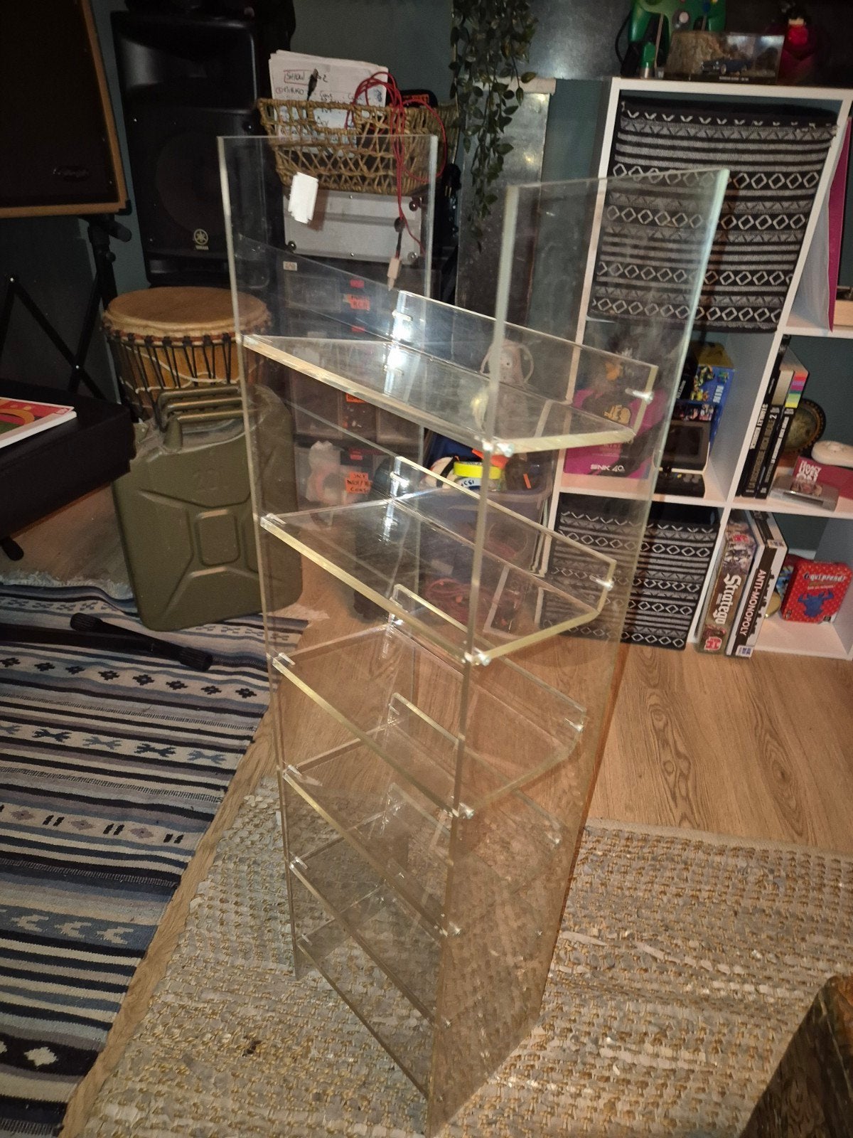 Vintage plexiglas cd-kast uit 1980 in David Lange-stijl, Kunststof, Gebruikt, 75 tot 150 discs, Ophalen of Verzenden