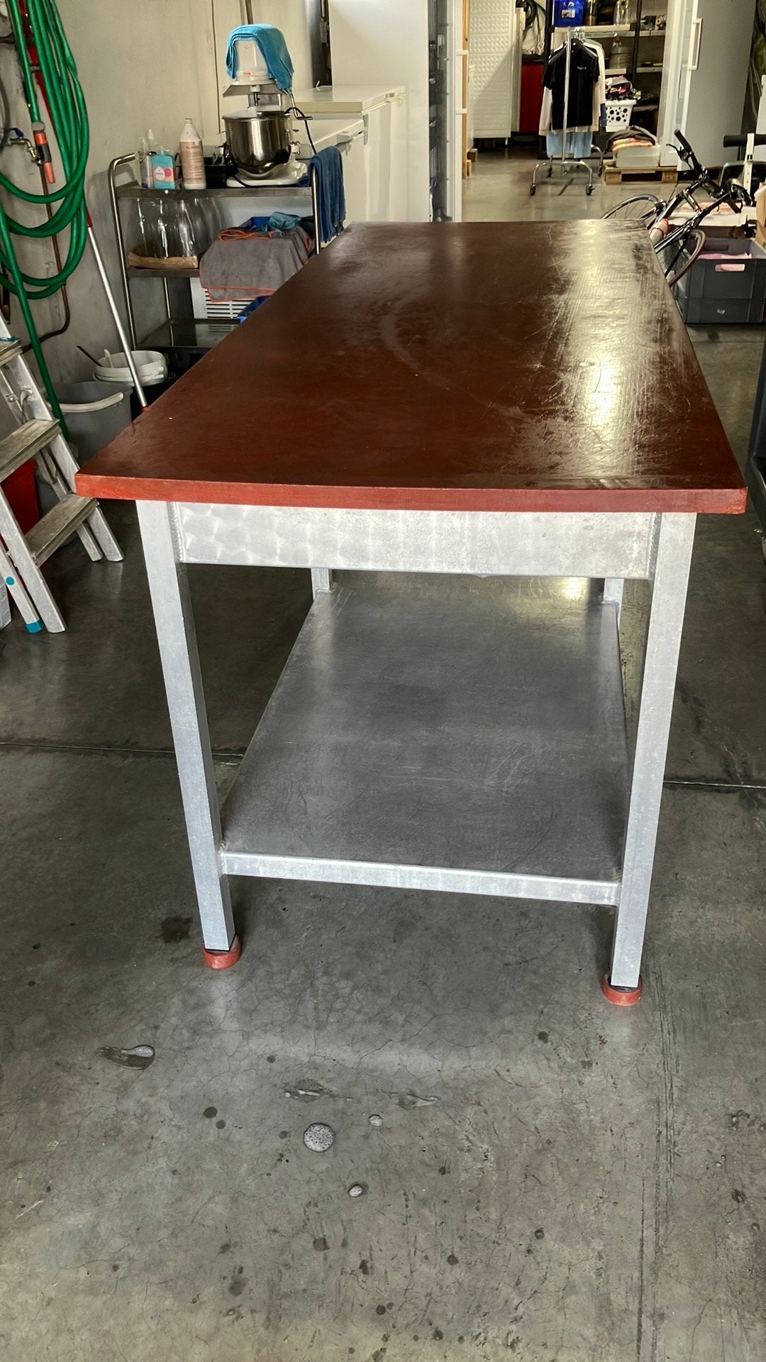 Inox werktafel met kunststof blad, Ophalen