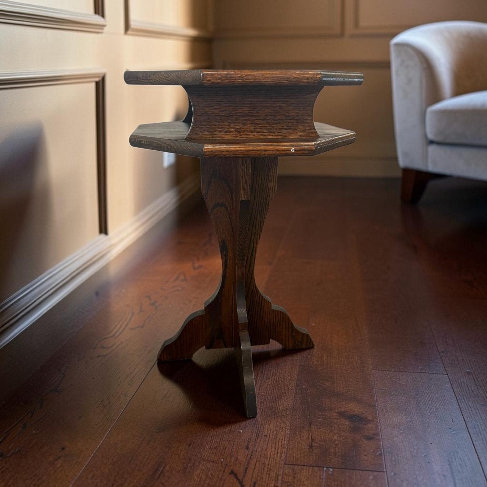Vintage houten bijzettafel / plantentafel / sidetable, Antiek en Kunst, Ophalen