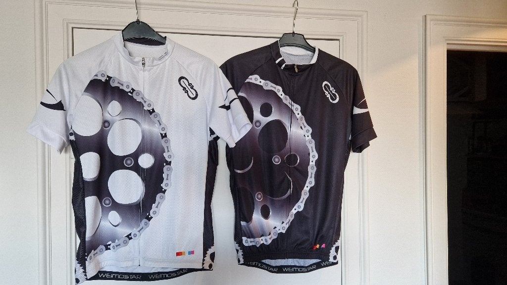 Wielertenue witte en zwarte versie maat L  - zwart is nieuw, Heren, Zo goed als nieuw, L, Bovenkleding