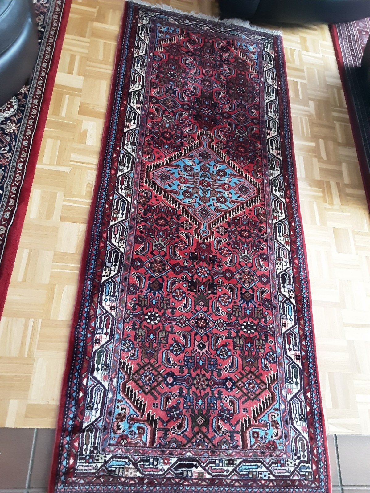 Tapijt loper gang, Ophalen, Blauw, Klassiek, 200 cm of meer