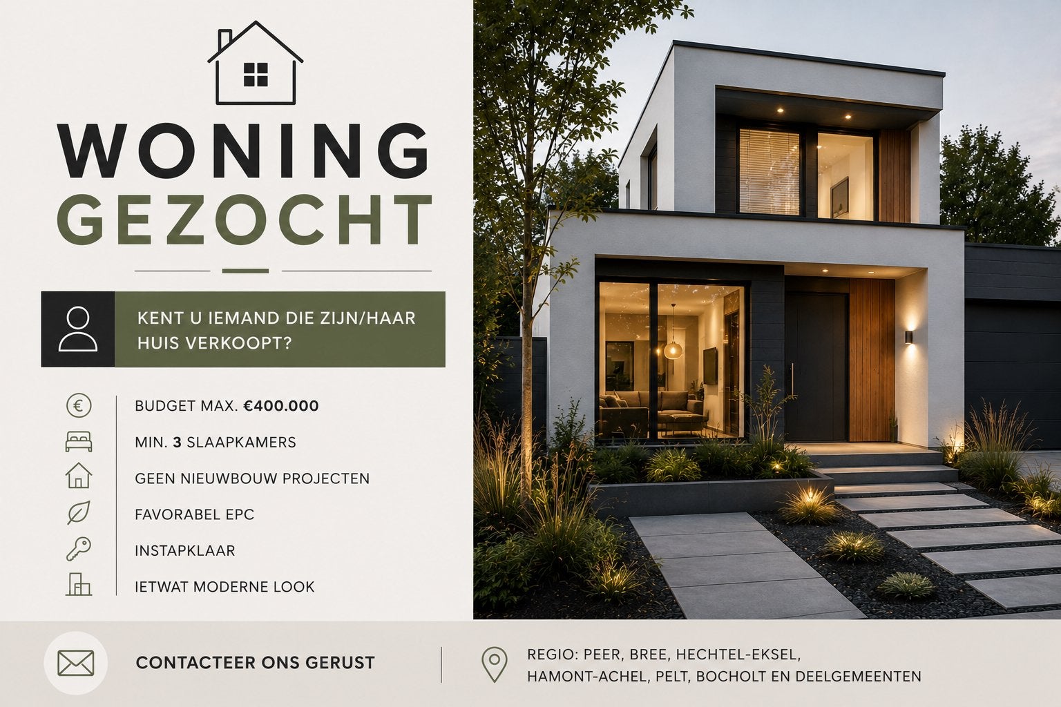 WONING GEZOCHT, Immo