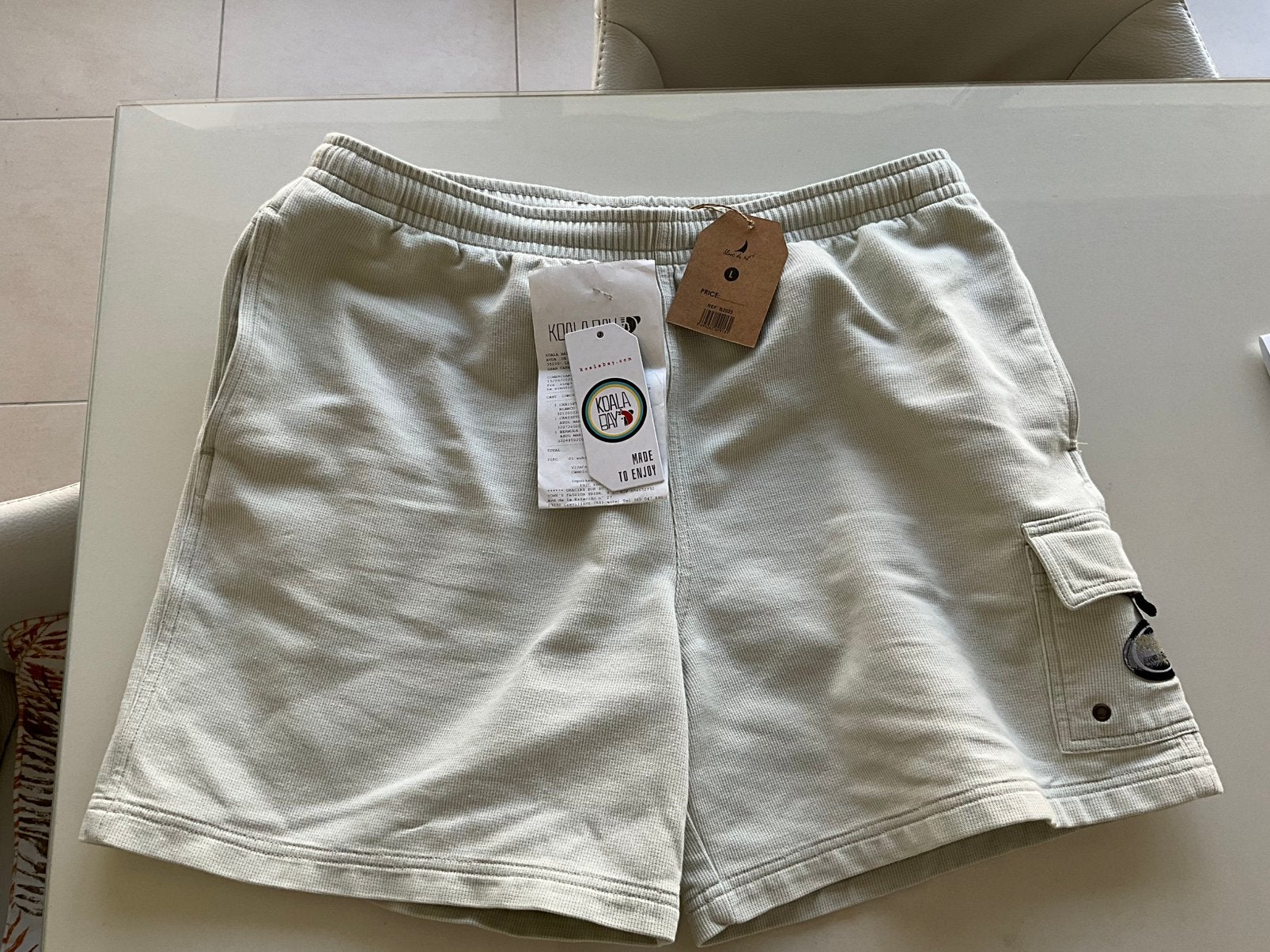 Rucanor Korte Broek / Cargo Sweat Shorts - Beige Maat 07 / L, Kleding | Heren, Ophalen of Verzenden, Beige