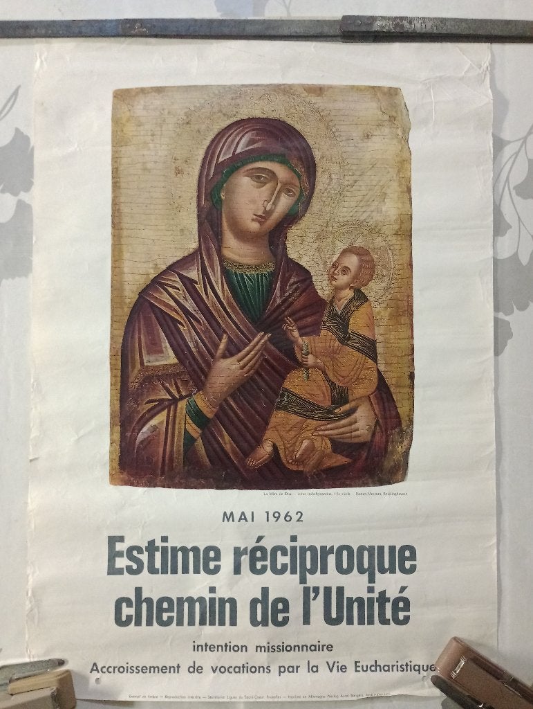 Affiche religieuse Mai 1962 - Sacré-Cœur Bruxelles (42x62cm), Enlèvement ou Envoi