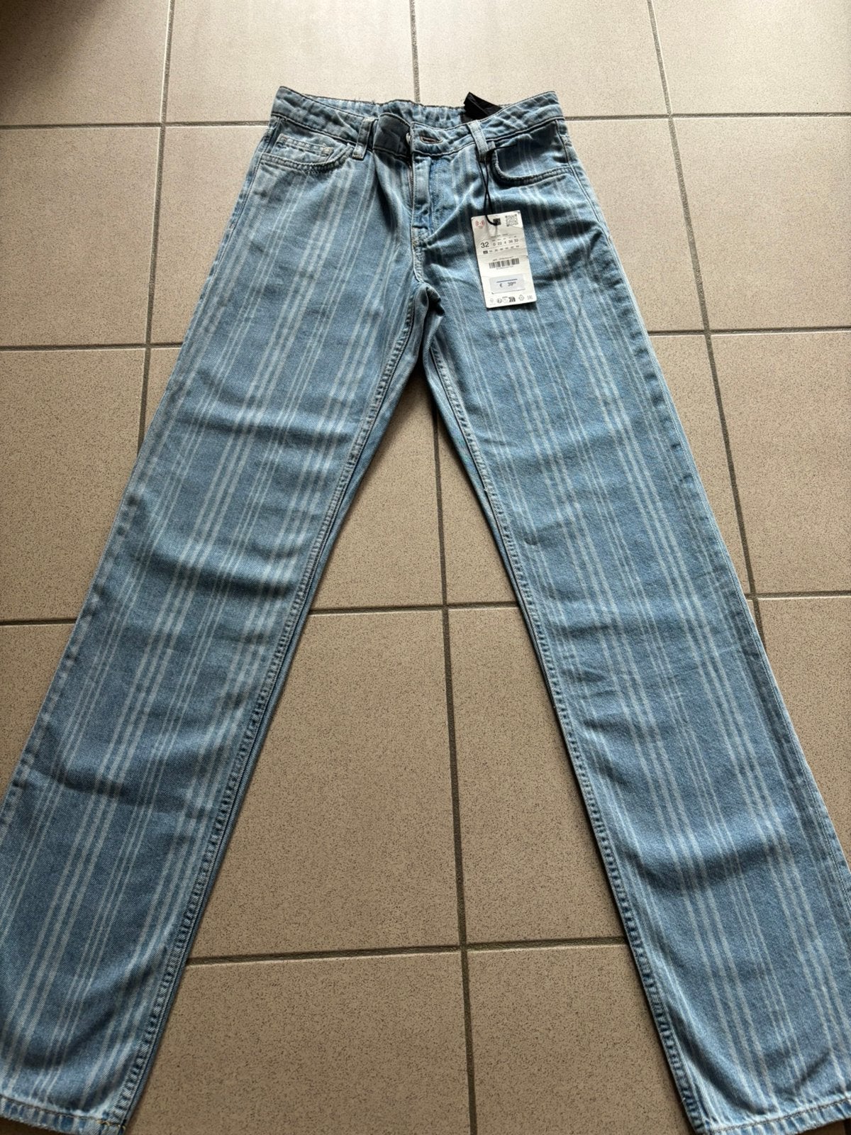 blauwe gestreepte zara broek maat: 32, Ophalen of Verzenden, Nieuw, Blauw