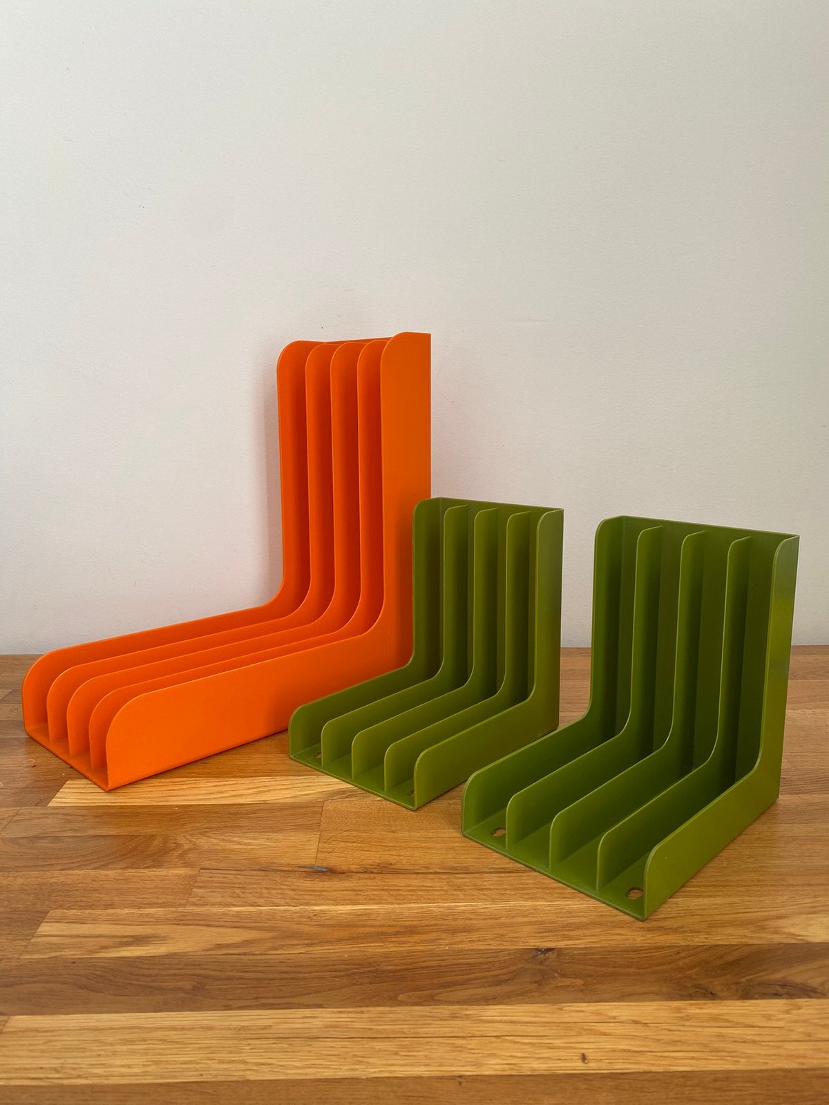 Lot de 3 range-vinyles vintage, Boa Inter Holland, années 70, Antiek en Kunst, Kunst | Designobjecten, Ophalen