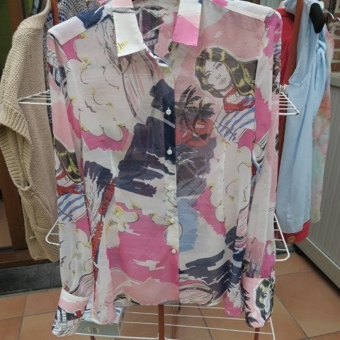Blouse nieuw zijde print roze blauw Scervino mt 38 (it 42), Kleding | Dames, Blouses en Tunieken, Maat 38/40 (M), Meerkleurig