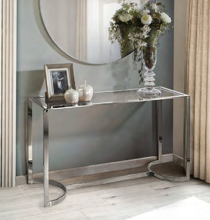 NIEUWE Luxe Sidetable Betsy schrijftafel RVS GLAS buro, Maison & Meubles, Neuf, Luxueus, Moins de 100 cm, 100 à 150 cm