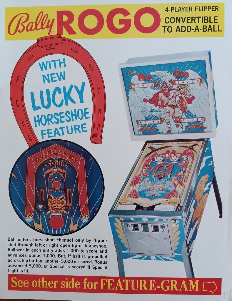 Flyer Flipperkast  BALLY   ROGO, Verzamelen, Automaten | Flipperkasten, Verzenden, Bally, Flipperkast, Nieuw
