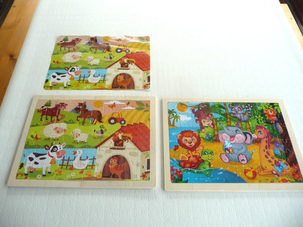 Houten puzzel (2 stuks), Ophalen of Verzenden, Meer dan 50 stukjes, Zo goed als nieuw, Van hout