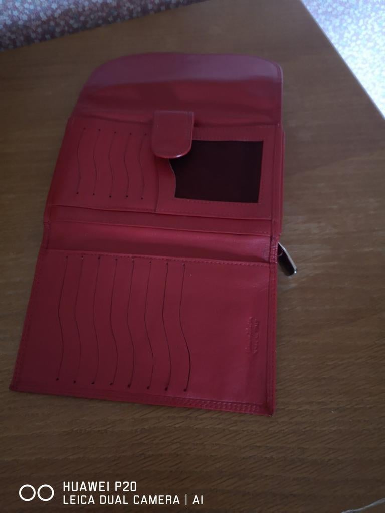 Portefeuille femme en cuir rouge, Enlèvement ou Envoi, Rouge